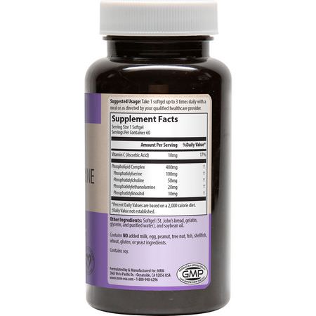 Fosfatidylserin, Fosfolipider, Kosttillskott: MRM, PS, Phosphatidylserine, 100 mg, 60 Softgels