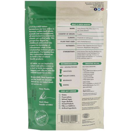 Blandningar, Mjöl, Bakning, Superfoods: MRM, Raw Organic Green Banana Powder, 8.5 oz (240 g)
