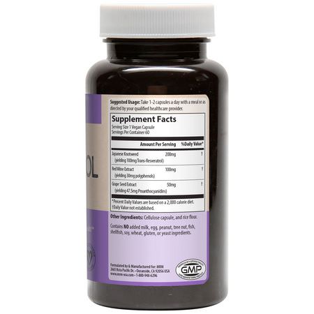 Resveratrol, Antioxidanter, Kosttillskott: MRM, Resveratrol, 60 Vegan Capsules