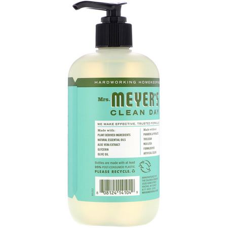 Handtvål, Dusch, Bad: Mrs. Meyers Clean Day, Hand Soap, Basil Scent, 12.5 fl oz (370 ml)