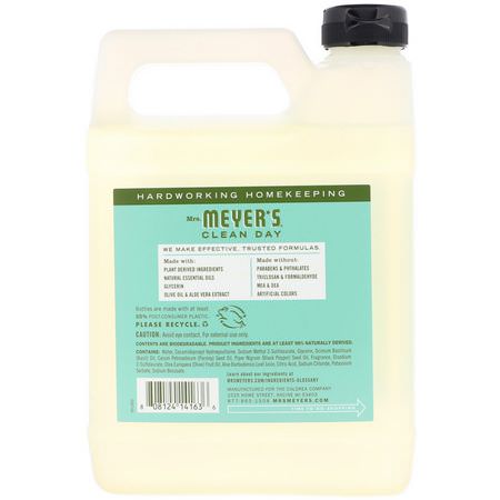 Handtvålpåfyllning, Dusch, Bad: Mrs. Meyers Clean Day, Liquid Hand Soap Refill, Basil Scent, 33 fl oz (975 ml)