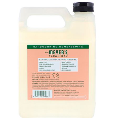 Påfyllning Av Handtvål, Dusch, Bad: Mrs. Meyers Clean Day, Liquid Hand Soap Refill, Geranium Scent, 33 fl oz (975 ml)