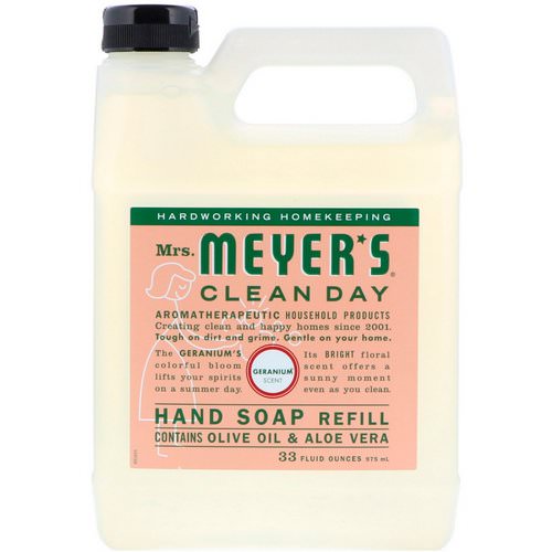 Mrs. Meyers Clean Day, Liquid Hand Soap Refill, Geranium Scent, 33 fl oz (975 ml) Review