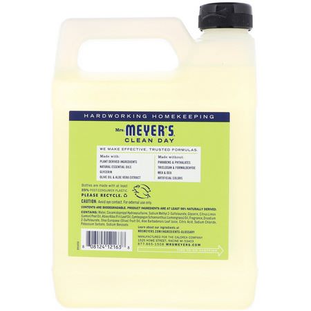 Handtvålpåfyllning, Dusch, Badkar: Mrs. Meyers Clean Day, Liquid Hand Soap Refill, Lemon Verbena Scent, 33 fl oz (975 ml)