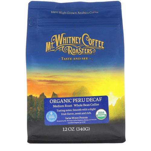 Mt. Whitney Coffee Roasters, Organic Peru Decaf, Medium Roast Whole Bean, 12 oz (340 g) Review