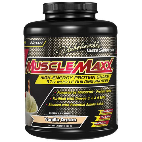 MuscleMaxx, High Energy + Muscle Building Protein, Vanilla Dream, 5 lb (2.27 kg) Review