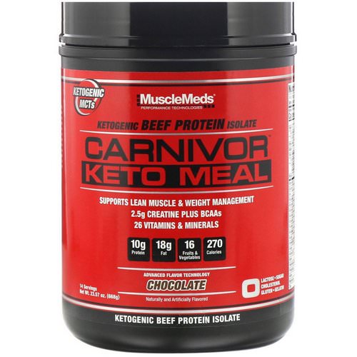 MuscleMeds, Carnivor, Keto Meal, Ketogenic Beef Protein Isolate, Chocolate, 23.57 oz (668 g) Review