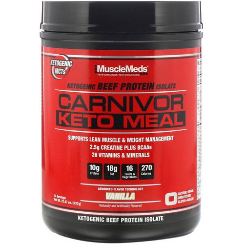 MuscleMeds, Carnivor, Keto Meal, Ketogenic Beef Protein Isolate, Vanilla, 22.47 oz (637 g) Review
