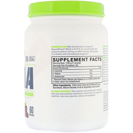 Bcaa, Aminosyror, Kosttillskott: MusclePharm, BCAA Essentials, Grape, 1.04 lb (471.6 g)