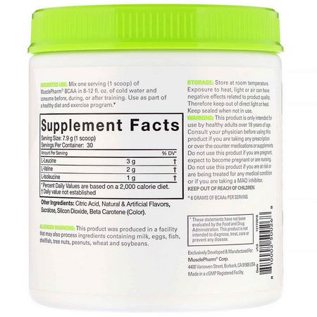 Bcaa, Aminosyror, Kosttillskott: MusclePharm, BCAA Essentials, Orange Mango, 0.52 lb (237 g)