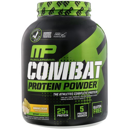 MusclePharm, Combat Protein Powder, Banana Cream, 4 lbs (1814 g) Review