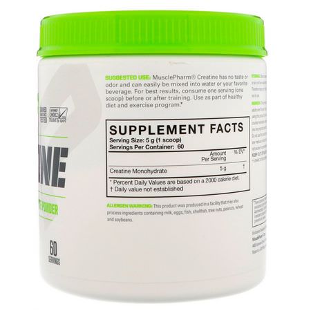 Kreatinmonohydrat, Kreatin, Muskelbyggare, Sportnäring: MusclePharm, Essentials Creatine, Unflavored, 0.66 lbs (300 g)