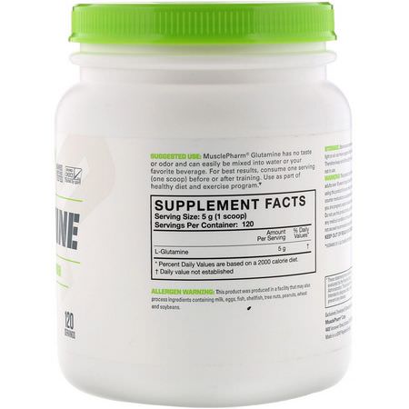 L-Glutamin, Aminosyror, Kosttillskott: MusclePharm, Glutamine Essentials, Unflavored, 1.32 lbs (600 g)