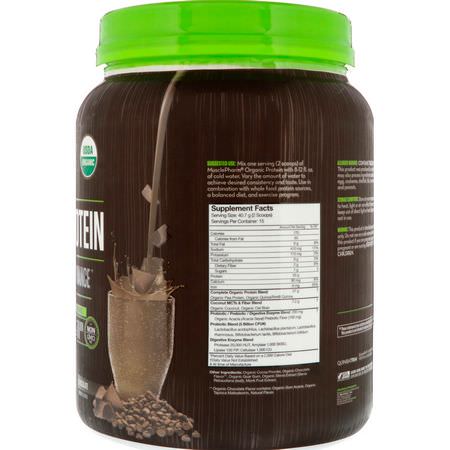 Växtbaserat, Växtbaserat Protein, Sportnäring: MusclePharm Natural, Organic Protein, Plant-Based, Chocolate, 1.35 lbs (611 g)