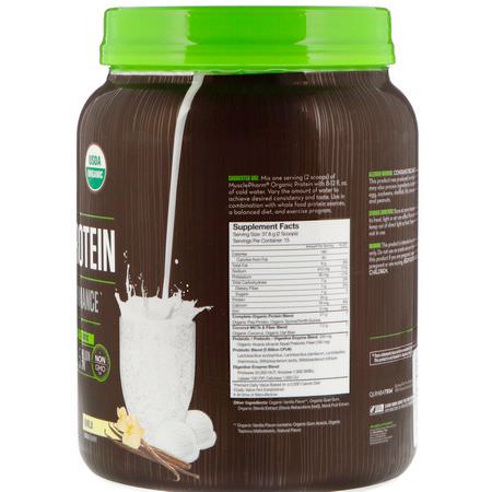 Växtbaserat, Växtbaserat Protein, Sportnäring: MusclePharm Natural, Organic Protein, Plant-Based, Vanilla, 1.25 lbs (567 g)