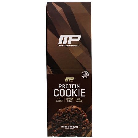 Proteinkakor, Protein Snacks, Brownies, Cookies: MusclePharm, Protein Cookie, Triple Chocolate, 12 Cookies, 1.83 oz (52 g) Each
