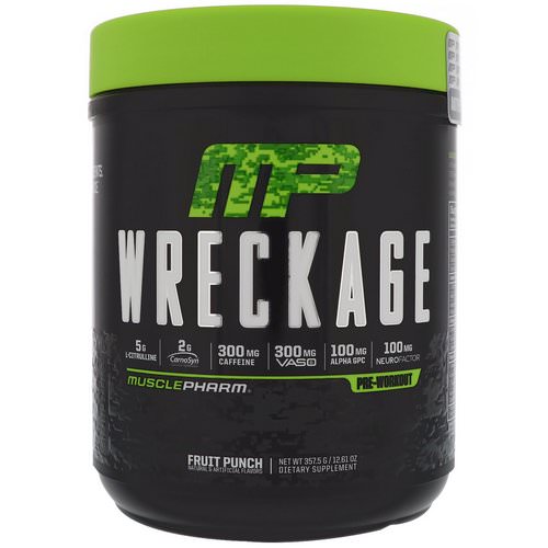 MusclePharm, Wreckage Pre-Workout, Fruit Punch, 12.61 oz (357.5 g) Review