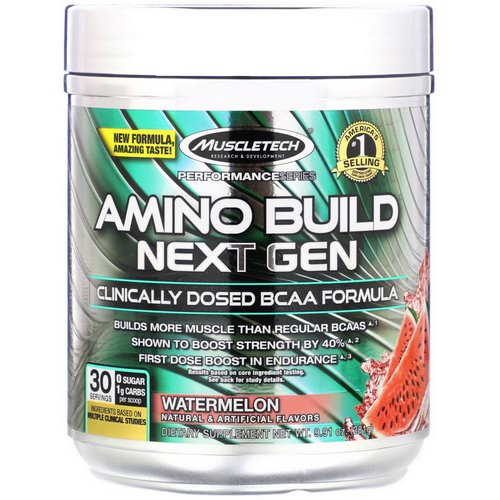 Muscletech, Amino Build, Next Gen BCAA Formula, Watermelon, 9.91 oz (281 g) Review