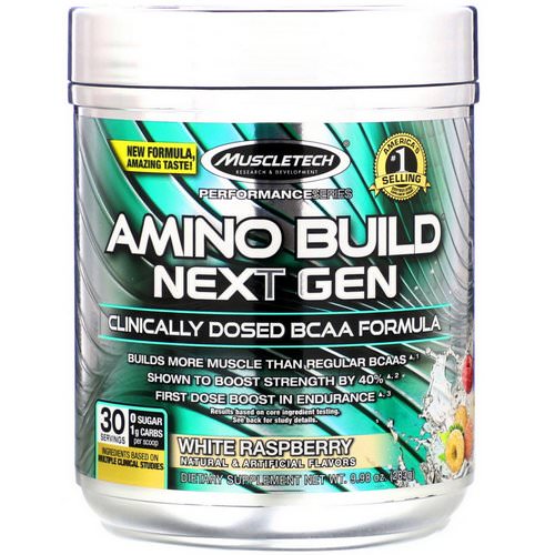 Muscletech, Amino Build, Next Gen BCAA Formula, White Raspberry, 9.98 oz (283 g) Review