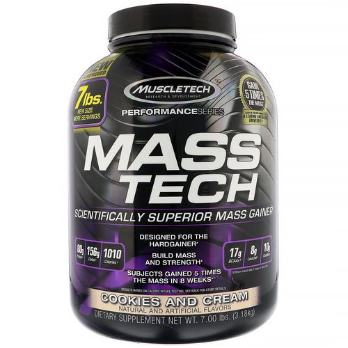 Muscletech, Mass-Tech, Scientifically Superior Mass Gainer, Cookies and Cream, 7.00 lb (3.18 kg) Review