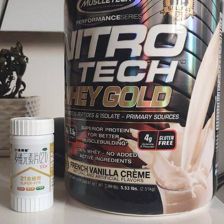 Muscletech, Nitro Tech, 100% Whey Gold, French Vanilla Creme, 2.20 lbs (999 g)