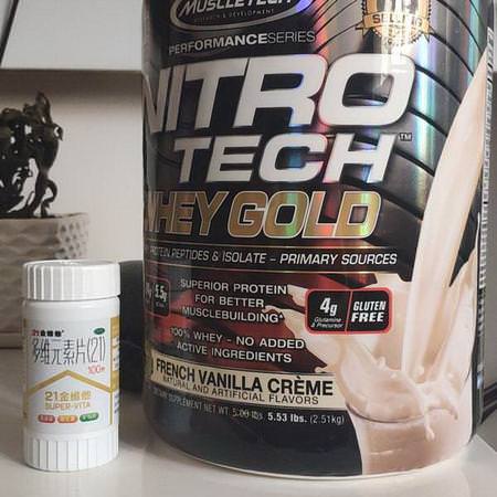 Muscletech, Nitro Tech, 100% Whey Gold, French Vanilla Creme, 5.53 lbs. (2.51 kg)