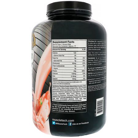 Vassleprotein, Idrottsnäring: Muscletech, Nitro Tech 100% Whey Gold, Strawberry, 5.53 lbs (2.51 kg)