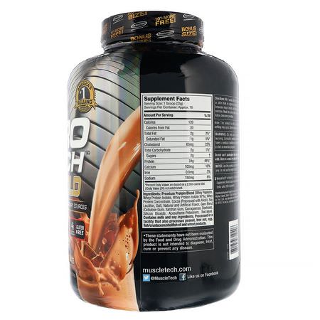 Vassleprotein, Idrottsnäring: Muscletech, Nitro Tech, 100% Whey Gold, Whey Protein Powder, Double Rich Chocolate, 5.53 lbs (2.51 kg)