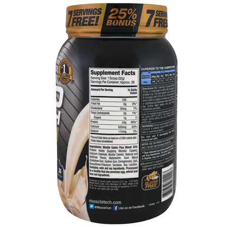 Kaseinprotein, Micellar Kaseinprotein, Idrottsnäring: Muscletech, Nitro Tech Casein Gold, Creamy Vanilla, 2.50 lbs (1.13 kg)