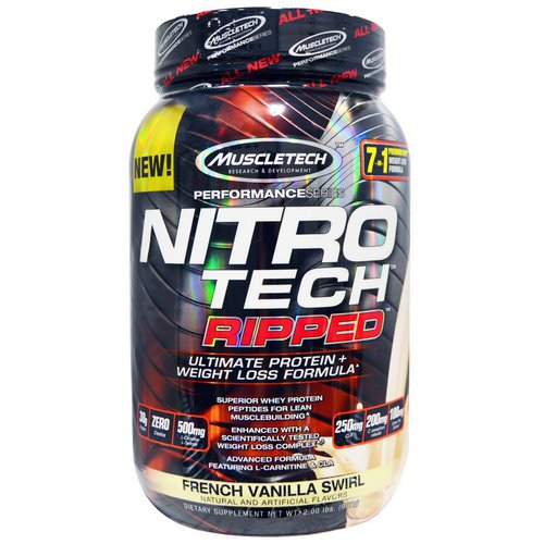 Muscletech, Nitro tech, Ripped, Ultimate Protein + Weight Loss Formula, French Vanilla Swirl, 2.00 lbs (907 g) Review