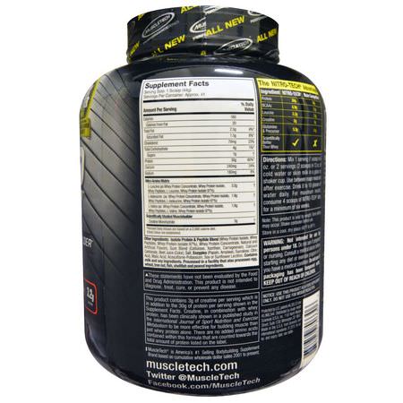 Vassleprotein, Idrottsnäring: Muscletech, Nitro Tech, Whey Isolate + Lean Muscle, Strawberry, 3.97 lbs (1.80 kg)