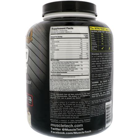 Vassleprotein, Idrottsnäring: Muscletech, Nitro Tech, Whey Isolate+ Lean Musclebuilder, Birthday Cake, 3.97 lbs (1.80 kg)