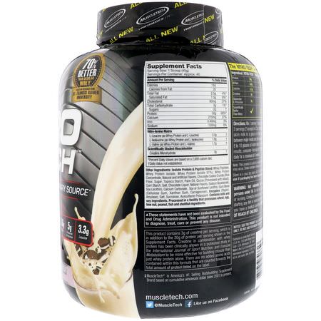 Vassleprotein, Idrottsnäring: Muscletech, Nitro Tech, Whey Isolate + Lean Musclebuilder, Cookies and Cream, 3.97 lbs (1.80 kg)