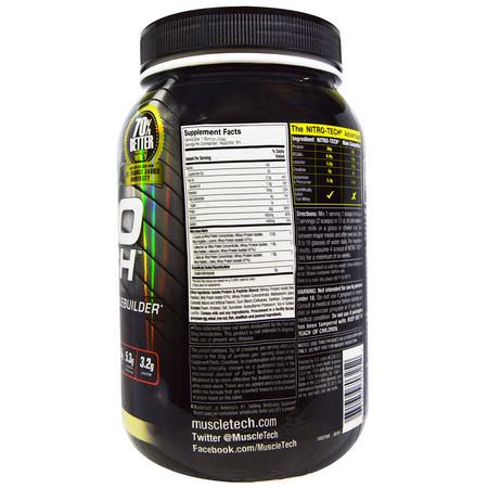 Vassleprotein, Idrottsnäring: Muscletech, Nitro Tech, Whey Isolate + Lean MuscleBuilder, Vanilla, 2.00 lbs (907 g)
