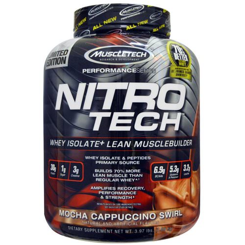 Muscletech, NitroTech, Whey Isolate+ Lean Musclebuilder, Mocha Cappuccino Swirl, 3.97 lbs (1.80 kg) Review