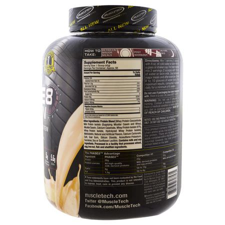 Protein, Idrottsnäring: Muscletech, Performance Series, Phase8, Multi-Phase 8-Hour Protein, Vanilla, 4.60 lbs (2.09 kg)