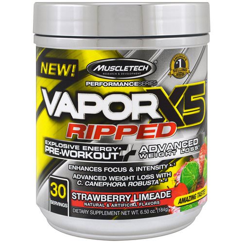 Muscletech, Performance Series, VaporX5 Ripped, Strawberry Limeade, 6.50 oz (184 g) Review
