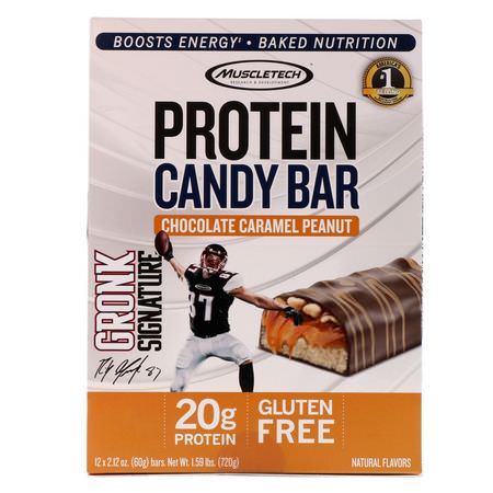 Vassleproteinstänger, Proteinstänger, Brownies, Kakor: Muscletech, Protein Candy Bar, Chocolate Caramel Peanut, 12 Bars, 2.12 oz (60 g) Each