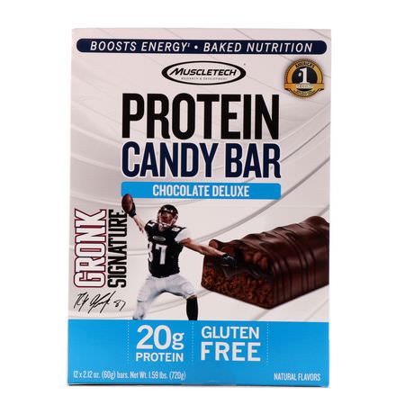 Vassleproteinstänger, Proteinstänger, Brownies, Kakor: Muscletech, Protein Candy Bar, Chocolate Deluxe, 12 Bars, 2.12 oz (60 g) Each