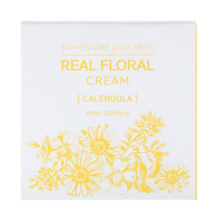 Calendula, Lotion, Bath: Nacific, Real Floral Cream, Calendula, 3.38 fl oz (100 ml)