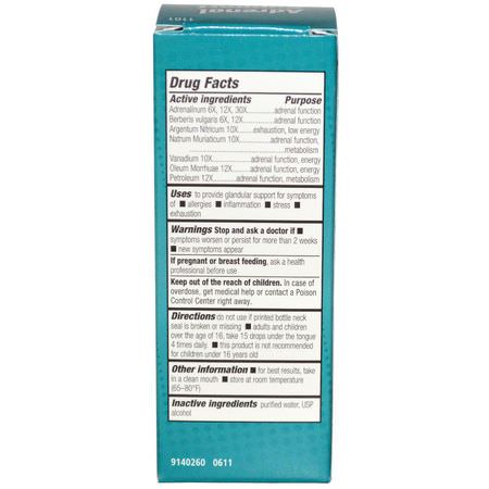 Binjurar, Kosttillskott, Homeopati, Örter: NatraBio, Adrenal Support, 1 fl oz (30 ml)