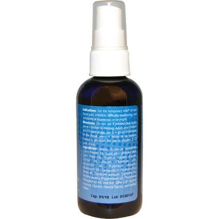 Homeopati, Örter: NatraBio, Sore Throat Spray, Temporarily Relieve, 4 fl oz (120 ml)