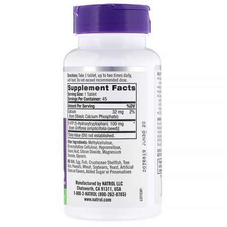 5-Htp, Vikt, Kost, Kosttillskott: Natrol, 5-HTP, Time Release, Extra Strength, 100 mg, 45 Tablets