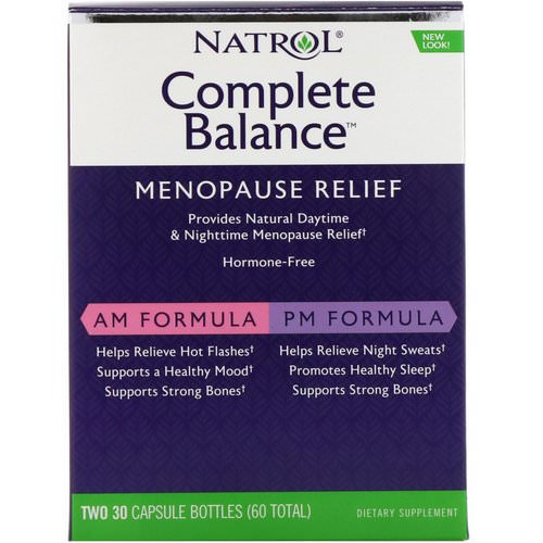 Natrol, Complete Balance, Menopause Relief, AM/PM, Two Bottles 30 Capsules Each Review