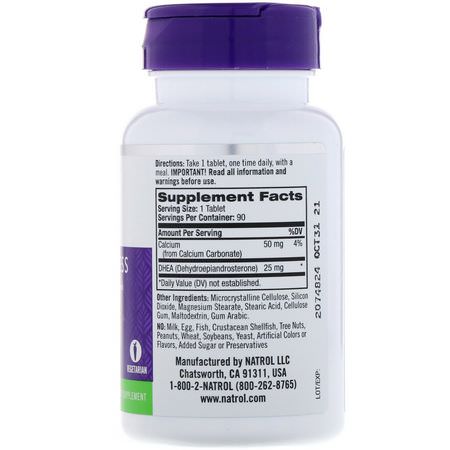 Dhea, Kosttillskott: Natrol, DHEA, 25 mg, 90 Tablets
