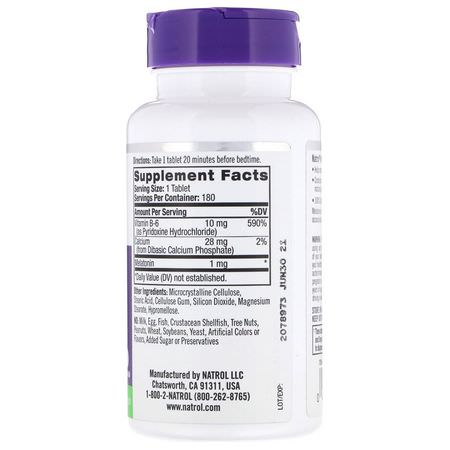 Melatonin, Sömn, Kosttillskott: Natrol, Melatonin, 1 mg, 180 Tablets