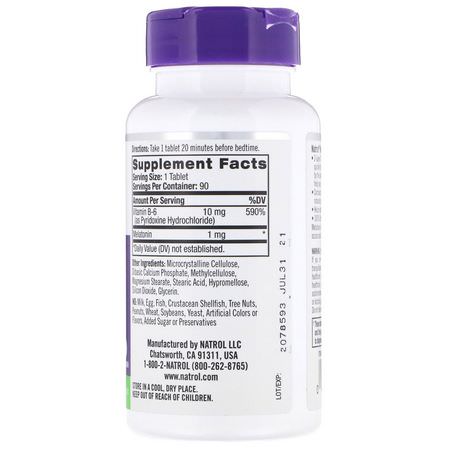 Melatonin, Sömn, Kosttillskott: Natrol, Melatonin, Time Release, 1 mg, 90 Tablets