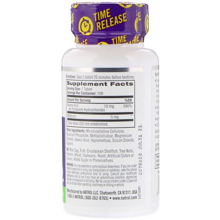 Melatonin, Sömn, Kosttillskott: Natrol, Melatonin, Time Release, Extra Strength, 5 mg, 100 Tablets