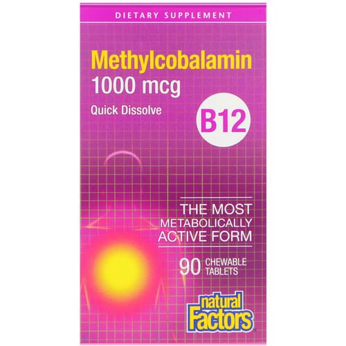 Natural Factors, B12, Methylcobalamin, 1000 mcg, 90 Chewable Tablets Review