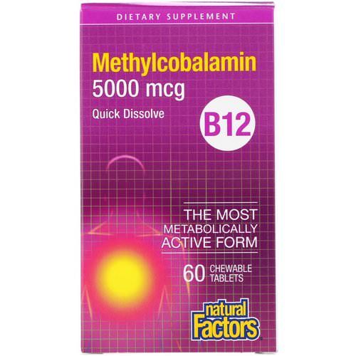Natural Factors, B12, Methylcobalamin, 5000 mcg, 60 Chewable Tablets Review